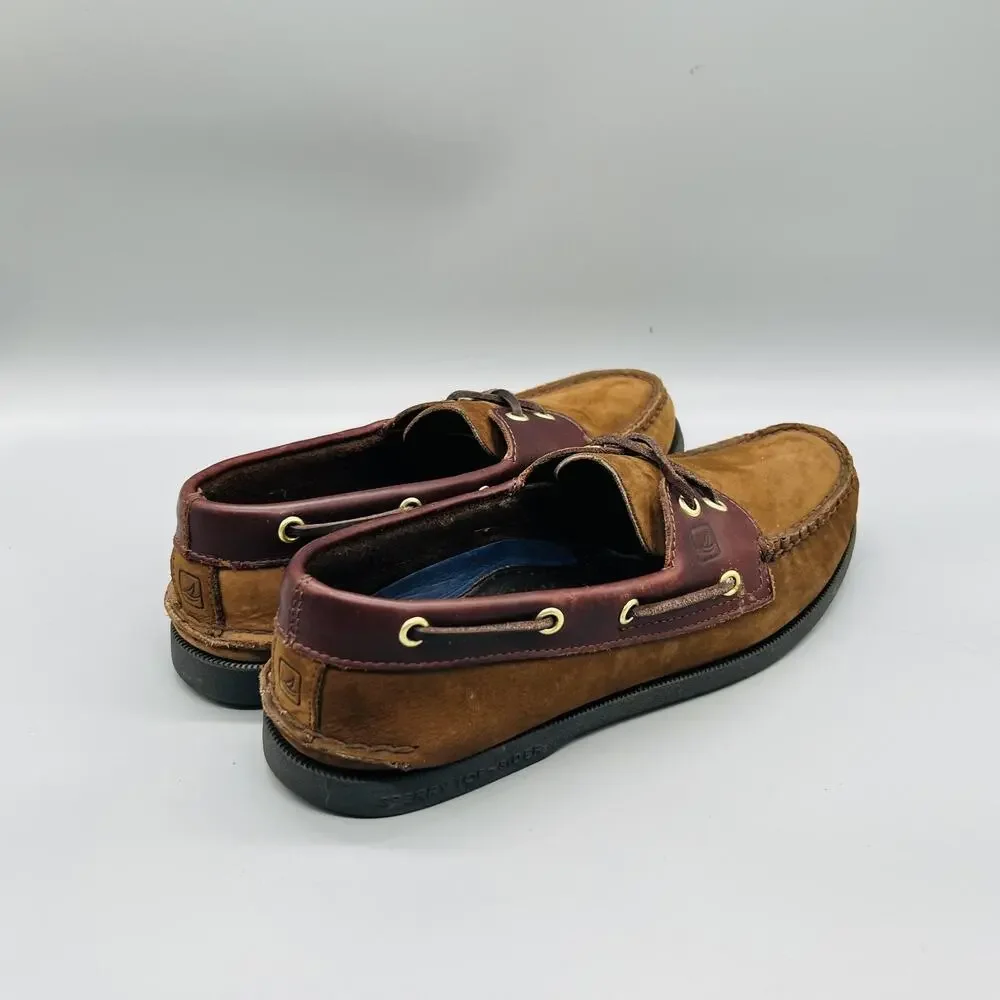 Sperry Shoes Mens 9 Brown Leather Suede Top Sider Boat Moc Toe Casual Comfort